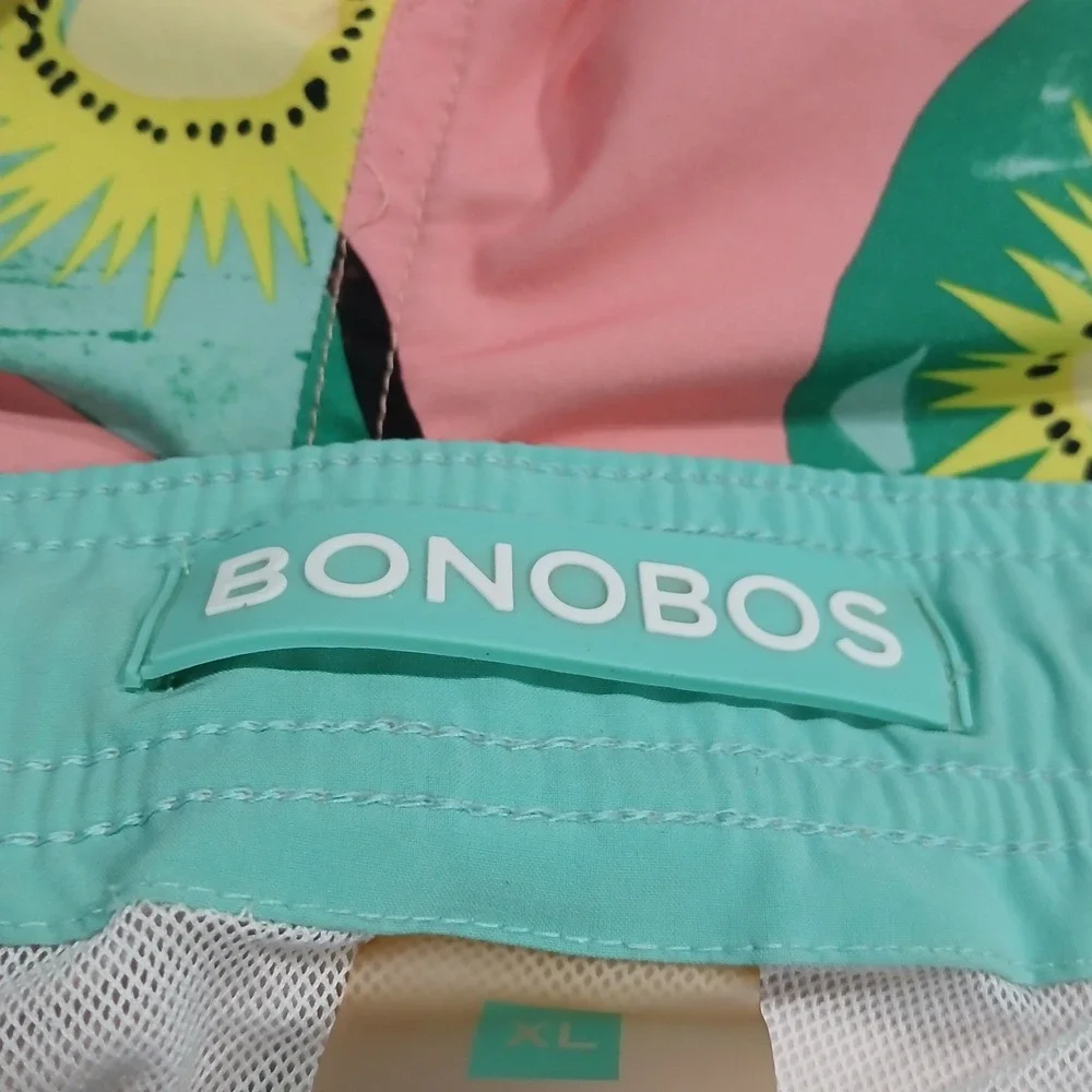Bonobos Mens XL Pink Kiwi Fruit Print‎ Riviera Swim Trunks 7 Inch Inseam Shorts
